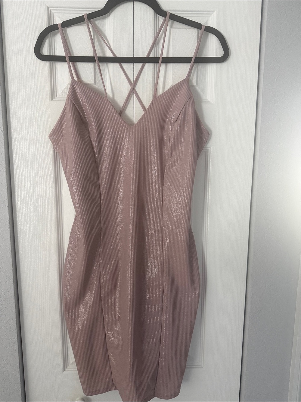 Charlotte Russe Shimmery Mauve Strappy Midi Dress